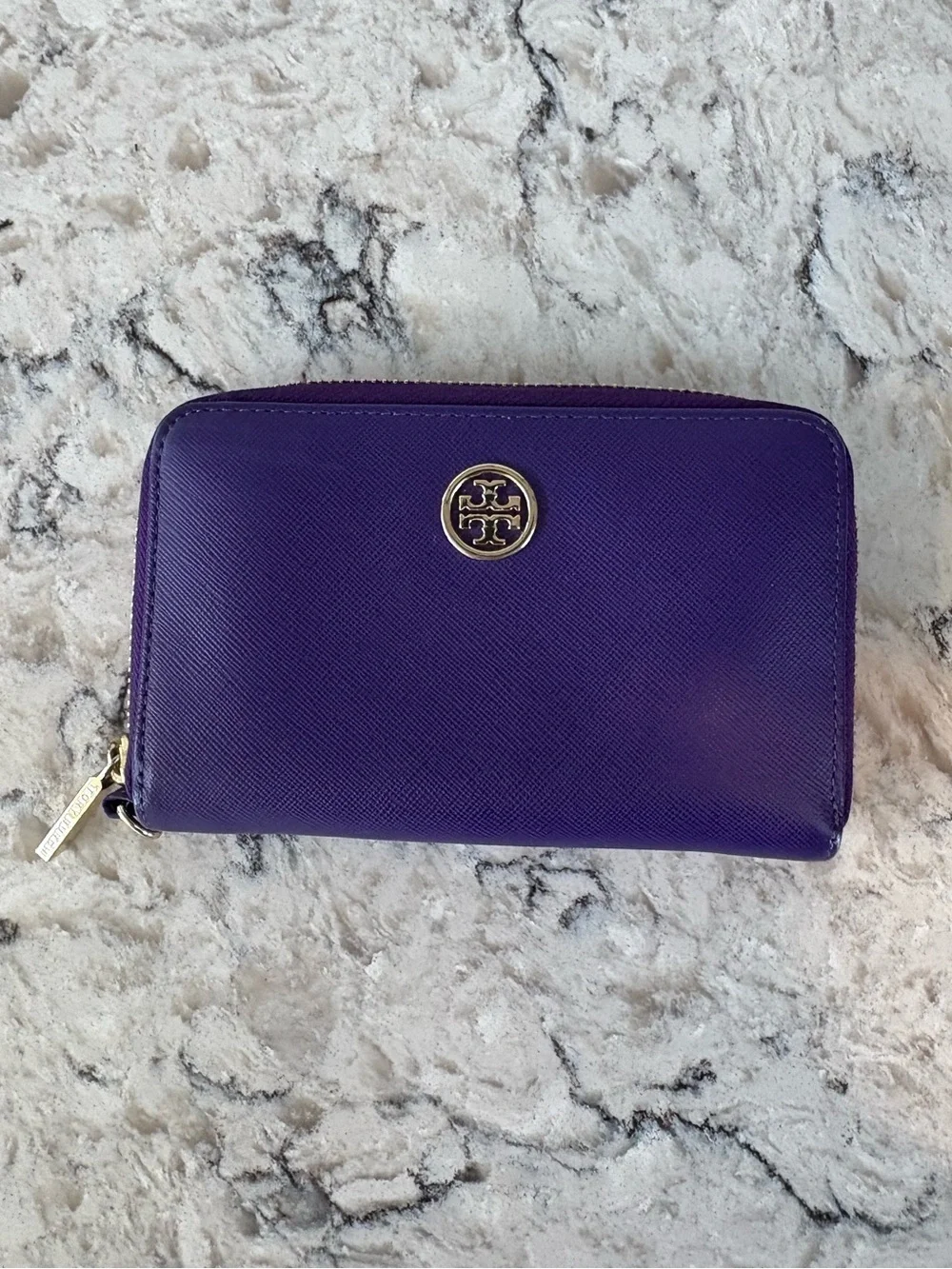 Tory Burch Deep Purple Zip-Around Continental Wallet
